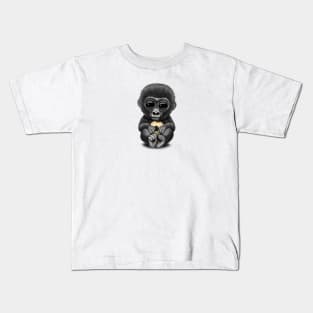 Cute Baby Gorilla With Football Soccer Ball Kids T-Shirt